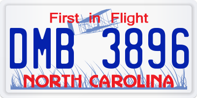 NC license plate DMB3896
