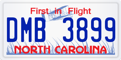 NC license plate DMB3899