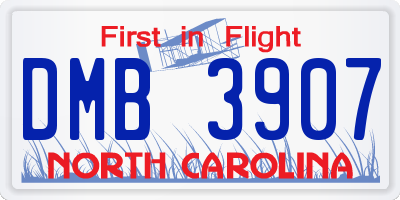 NC license plate DMB3907