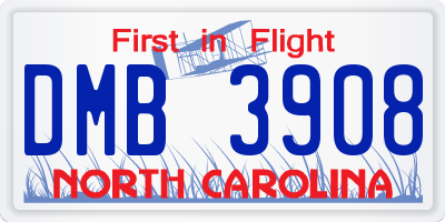 NC license plate DMB3908