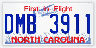 NC license plate DMB3911