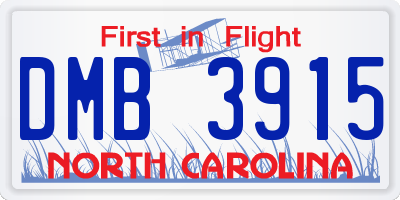 NC license plate DMB3915
