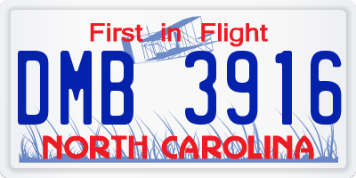 NC license plate DMB3916
