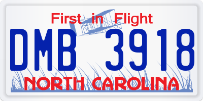 NC license plate DMB3918