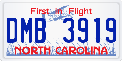NC license plate DMB3919