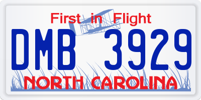 NC license plate DMB3929
