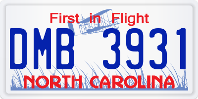 NC license plate DMB3931