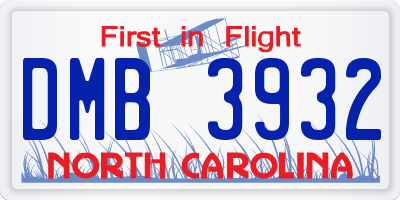 NC license plate DMB3932