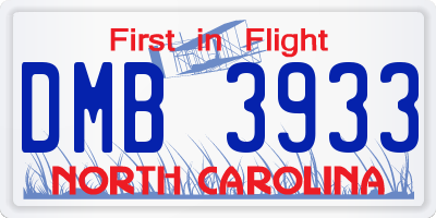 NC license plate DMB3933