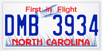 NC license plate DMB3934