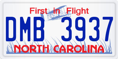 NC license plate DMB3937