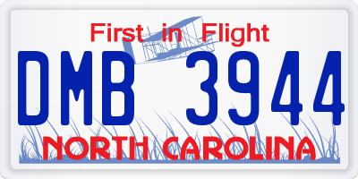 NC license plate DMB3944