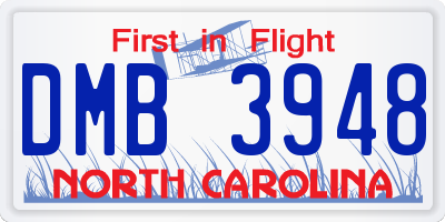 NC license plate DMB3948
