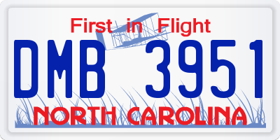 NC license plate DMB3951