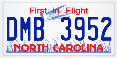 NC license plate DMB3952
