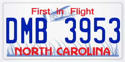 NC license plate DMB3953