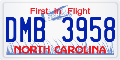 NC license plate DMB3958