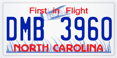 NC license plate DMB3960