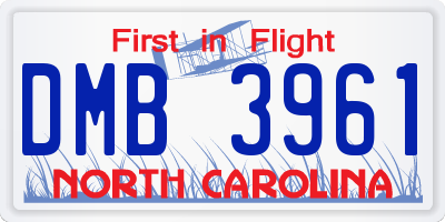 NC license plate DMB3961