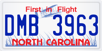 NC license plate DMB3963