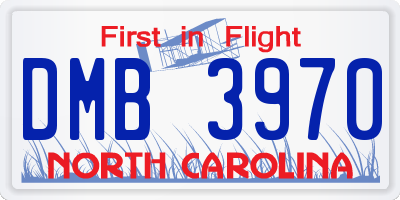 NC license plate DMB3970