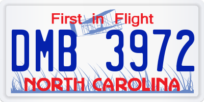 NC license plate DMB3972