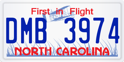 NC license plate DMB3974