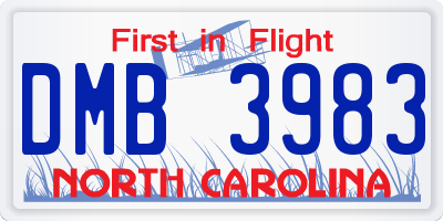 NC license plate DMB3983