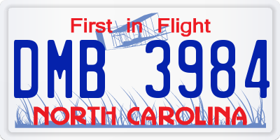 NC license plate DMB3984