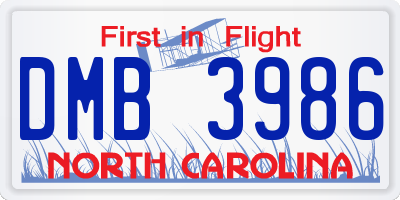 NC license plate DMB3986