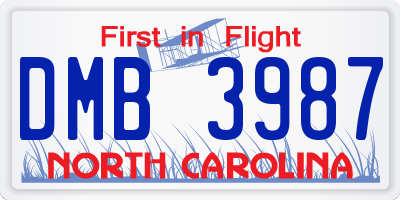 NC license plate DMB3987