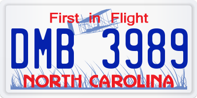 NC license plate DMB3989