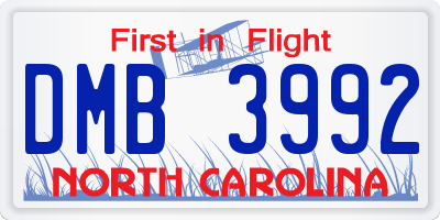 NC license plate DMB3992
