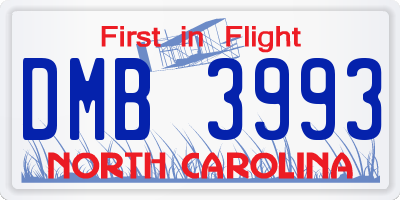 NC license plate DMB3993