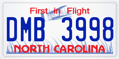 NC license plate DMB3998