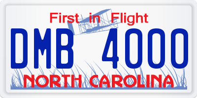 NC license plate DMB4000
