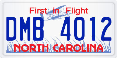 NC license plate DMB4012