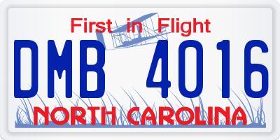 NC license plate DMB4016