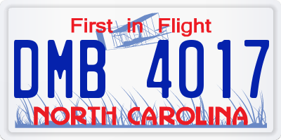 NC license plate DMB4017