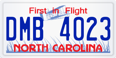 NC license plate DMB4023