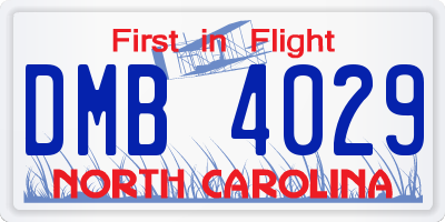 NC license plate DMB4029