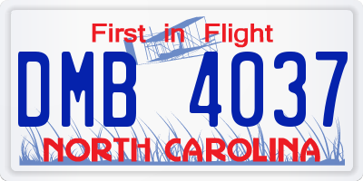 NC license plate DMB4037