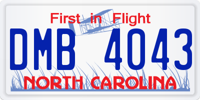 NC license plate DMB4043