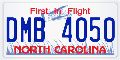 NC license plate DMB4050