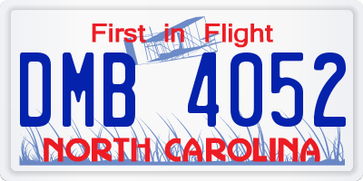 NC license plate DMB4052