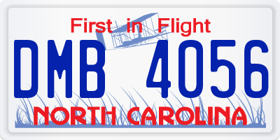 NC license plate DMB4056