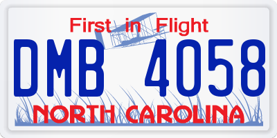NC license plate DMB4058