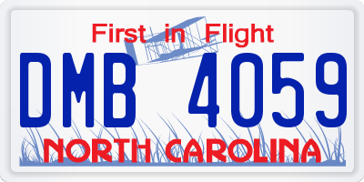 NC license plate DMB4059
