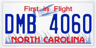 NC license plate DMB4060