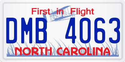 NC license plate DMB4063